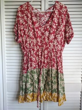 JODIFL Red, Green & Yellow Floral Mini Dress